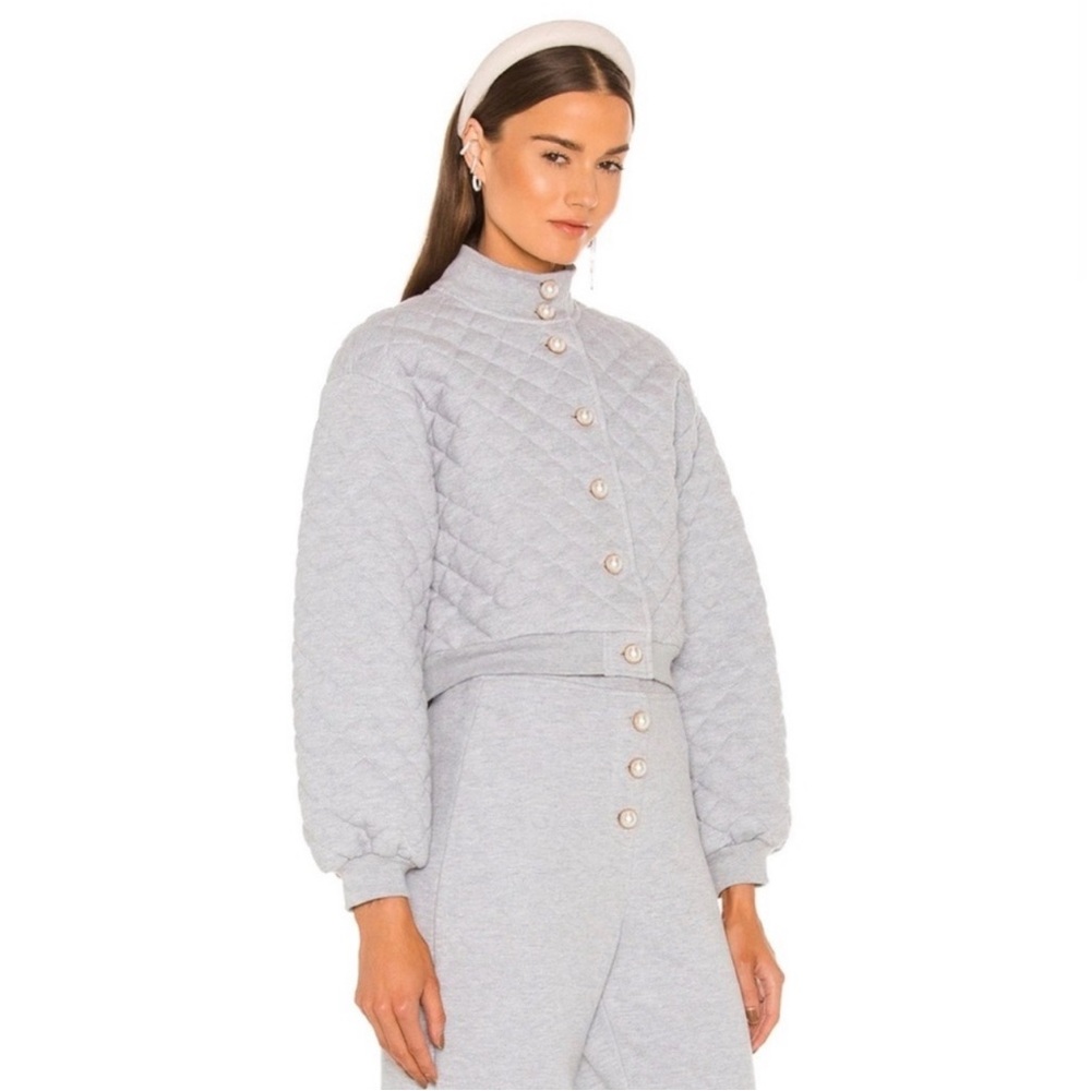 Lovers and Friends Claudia Quilted Jacket in Heather Grey Size XL